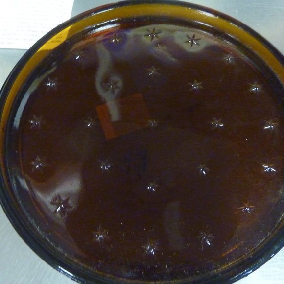 SALE Amber Starlight Rustic Pillar Candle Tray Plate Heavy Brown Glass NEW Boxed - Picture 1 of 5